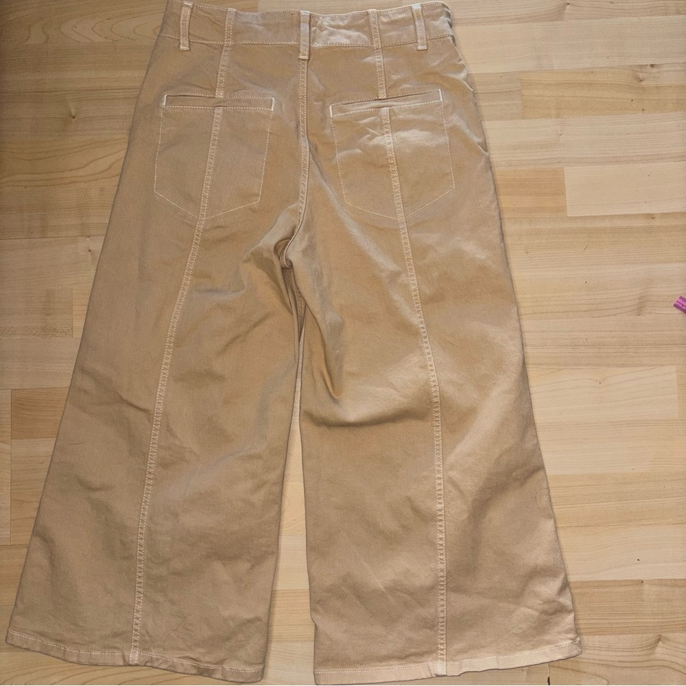 MAEVE The Delaney Crop Clean-Seamed High-Rise Wide-Leg Jeans 29P Soft Beige - Picture 7 of 12